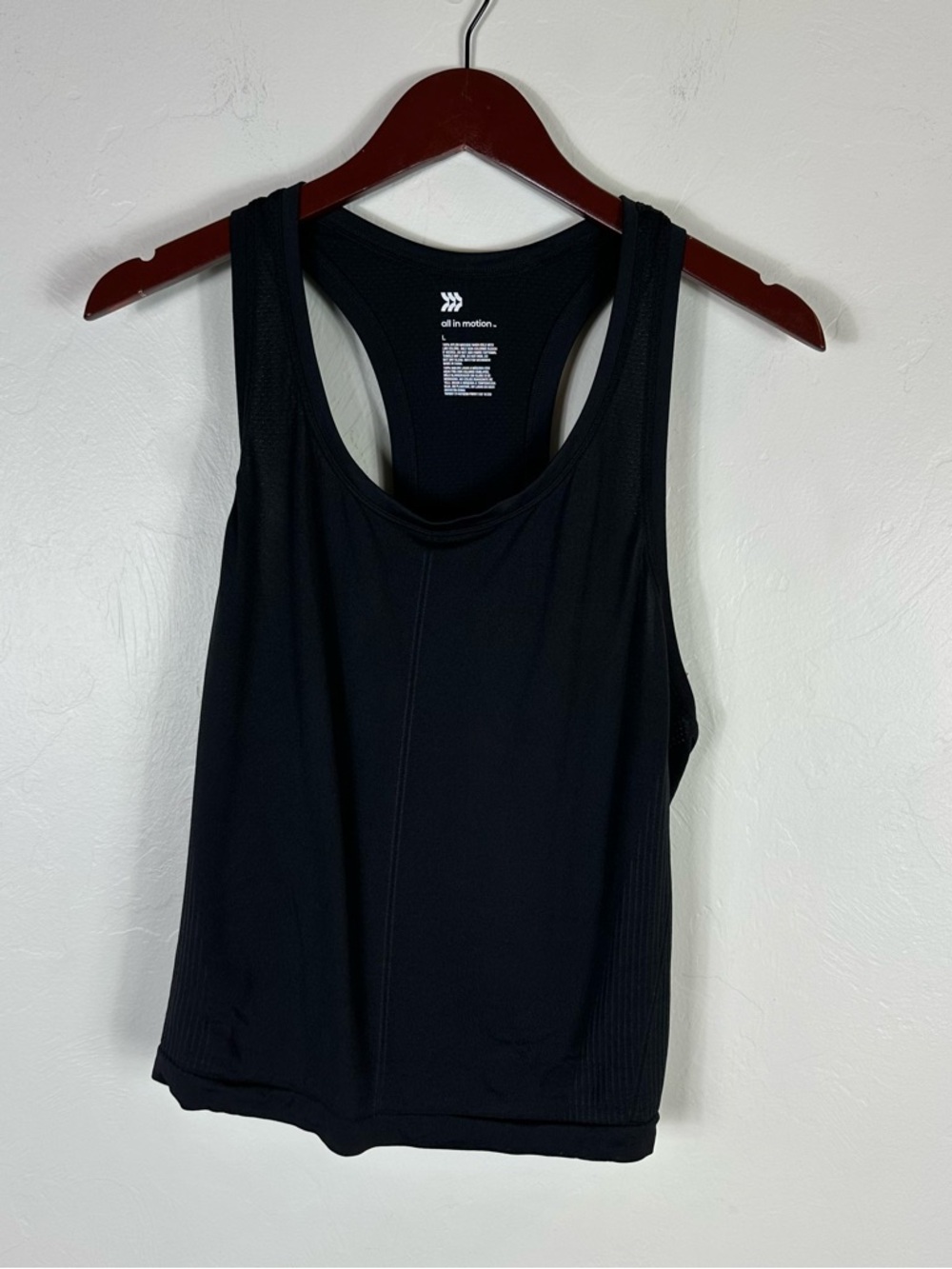 All In Motion Black Racerback Performance Tank Top L
